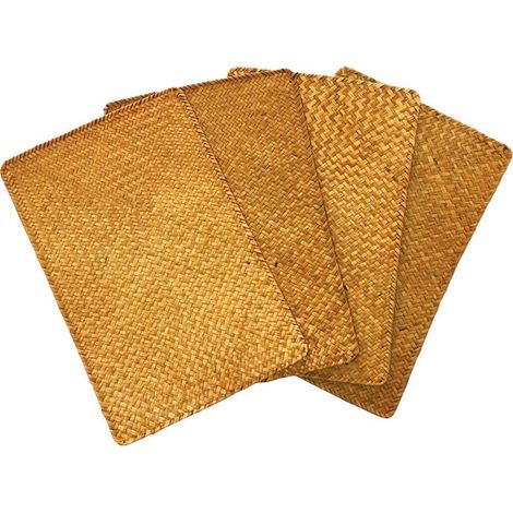 Lot de 4 Herbier Naturel Place Mat Tissé à la Main Sets de Table Rectangulaires en Rotin Tasse de Thé de Paille le Tapis Manique