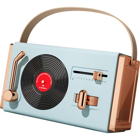 Enceinte Bluetooth portable rétro, haut-parleur extérieur déco, qualité sonore supérieure, USB, prise en charge Bluetooth, pour salon bureau, bleu. (1/5)