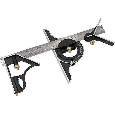 Équerre multifonction réglable de 300 mm, kit de mesure robuste, rapporteur de précision, règle d'angle, équerres de menuiserie (1/4)