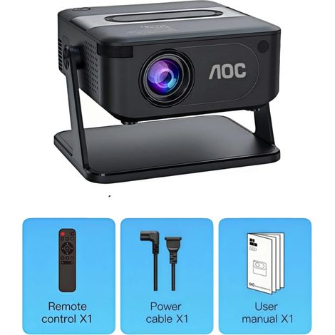 Proyector, duplicación de pantalla inalámbrica, sistema Android inteligente, negro, enchufe europeo de 100V-240V (1/2)