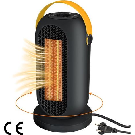 Energiesparender 1200-W-Keramik-Heizlüfter – Leise elektrische Heizung mit 90°-Drehung – Umweltfreundliches und sicheres Heizen mit 6 Modi – Tragbare Heizung mit Thermostat, Überhitzungs- und Kippschu