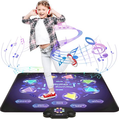 Tapis de danse pour enfants, tapis de danse lumineux à LED avec 8 boutons, musique intégrée, Bluetooth, 8 modes, enfants de 3 à 12 ans, 90 95 cm (1/5)