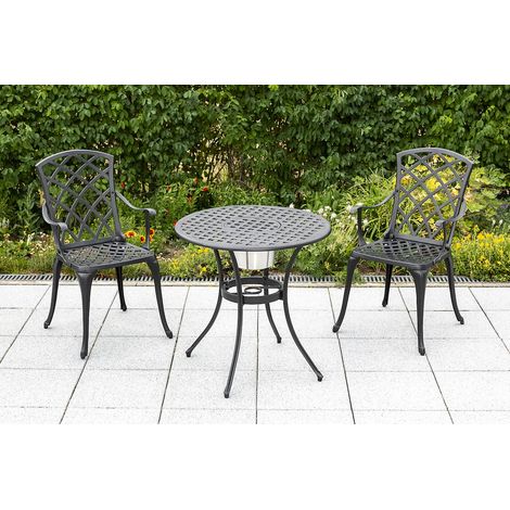 Rhodos Set 5tlg 2 Sessel Kissen Tisch Ø 70cm Kühler