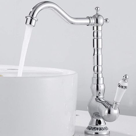 Robinet de cuisine à levier unique cuisine et salle de bain antique vintage mitigeur cuisine classique en laiton (placage) (1/3)
