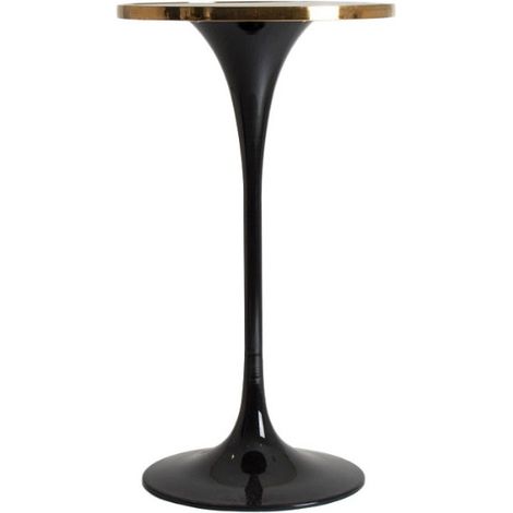 Table de bar ronde marbre et métal noir Nath (1/2)