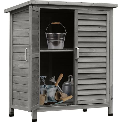 Outsunny – Armoire de jardin en sapin autoclave classe 4 – Résistante aux intempéries – 87L x 46,5l x 96,5H cm – 2 portes persiennes avec poignées