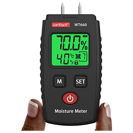Higrómetro digital para madera, medidor de humedad a pilas, apto para madera, paredes y suelos. (1/5)