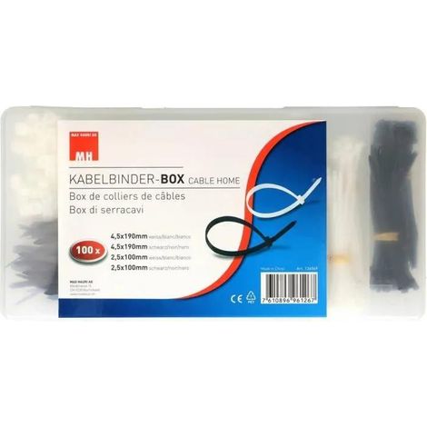 Cablehome Kabelbinder Kunststoff weiß und schwarz 400 Stück