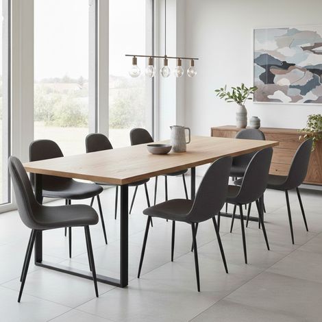 Ensemble de chaises Zambrone, 8 chaises, rembourré, dégradé de structure anthracite, noir anthracite (1/5)
