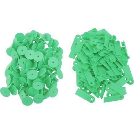 100 étiquettes auriculaires vierges pour animaux (chèvres, moutons, porcs, etc.) en TPU vert, sans inscription. (1/5)