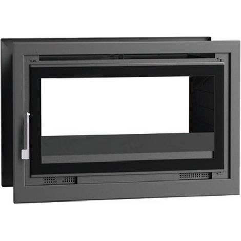 Insert cheminée double face 13,3kW – Foyer en fonte et verre – Raccordement Ø200mm vertical – Volume de chauffe 360m3 – Fm Biomasa (1/7)