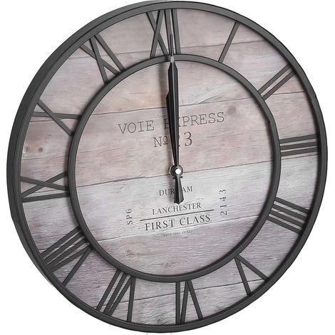 Horloge européenne vintage, pendule murale en fer rétro design, horloge simple pour salon, style antique, sans piles (modèle T8208-39 cm) (1/5)