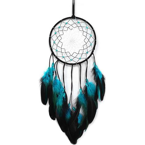 Attrape-rêves décoratif, couleur bleue, pour chambre à coucher, mur, chambre d'enfant et décoration artisanale d'inspiration bohème.-AquaForge (1/5)