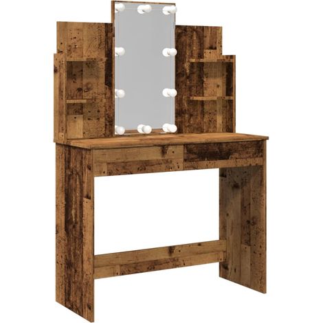 Maison Exclusive - Schminktisch mit LED-Leuchten Altholz-Optik 96
