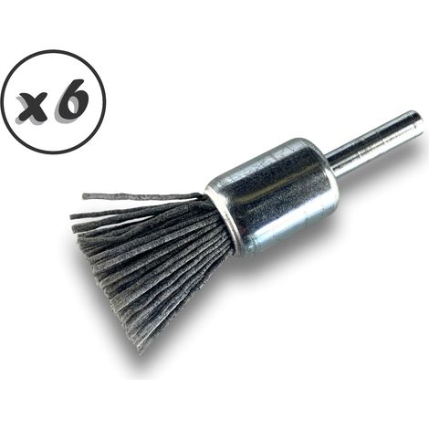 Brosse en bout sur tige NYLON abrasif grain 120 Diamètres variés - Quantité x 6 - Ø 18 mm - NYLON - Grain 120 (1/5)