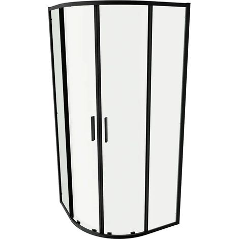 Cabine de douche semi-circulaire 90x90cm Slim Noir Verre Opaque 6mm Transparent h190 - Réversible Mod. Portofino