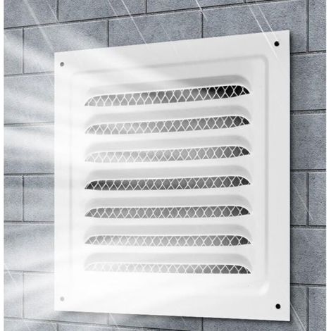 Lot de 2 grilles d'aération carrées en acier inoxydable pour grenier, soffite, portes extérieures, garage et grenier (blanc 15,2 x (1/4)