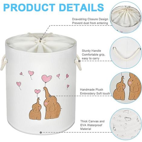 Fabric Laundry Basket, Large Organiser Baskets for Clothes Storage, Drawstring Laundry Baskets, Foldable Laundry Basket for Nursery, Storage Basket, with Drawstring Closure (1/4)