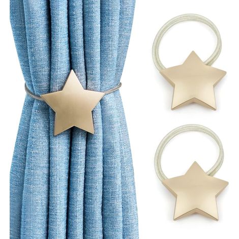 Lot de 2 attaches de rideaux magnétiques étoiles vintage, cordon décoratif pour maintien de draperies (1/3)