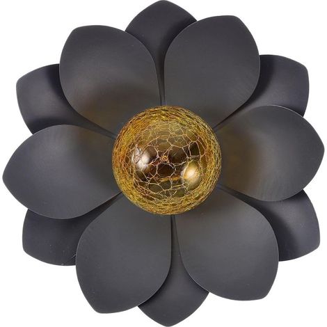 Lampe Solaire Lotus Étanche en Verre Craquelé pour Jardin Extérieur, Grand Format, Éclairage LED Décoratif pour Pelouse et Allée en Soirée (1/5)