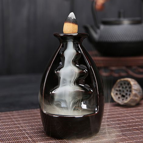 Brûleur d'encens en céramique émaillée, support pour cônes, encensoir à reflux, pour la maison (1/5)