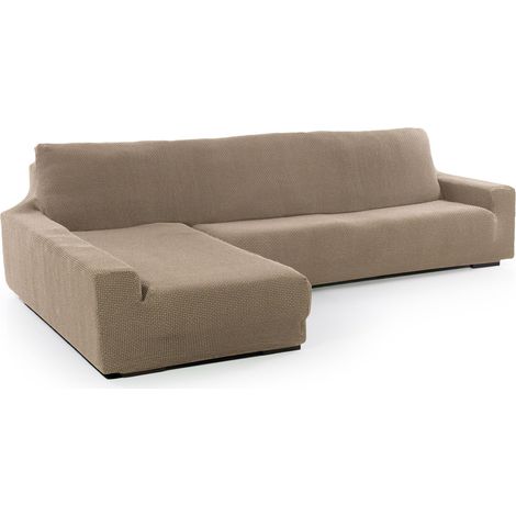 Housse de canapé d'angle Super élastique avec accoudoir Long Gauche Vue de Face Modèle Lin Protecteur en Tissu Jacquard Toucher Coton (1/5)