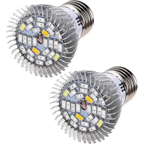 Lampe de croissance LED E27 à spectre complet 28 W 85265V pour culture hydroponique, jardin d'intérieur, serre, lot de 2 (1/4)