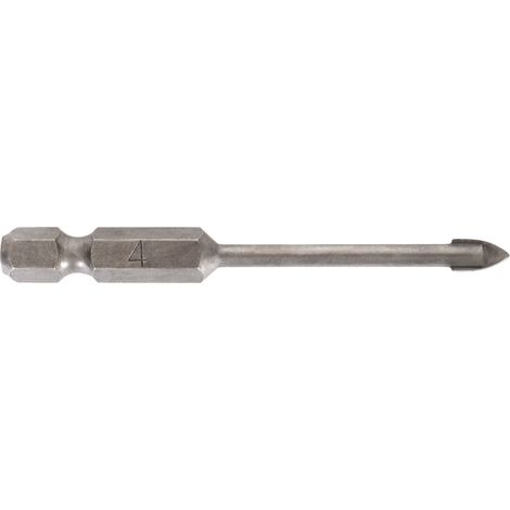 STIER Fliesenbohrer 4 mm Größe, 1/4 Zoll Bit HEX Sechskant, Härtewert 89HRA, YG6X-Metall, für (Schlag-)Bohrmaschine und Akkuschrauber, Viertel-Zoll Aufnahme, präzises Arbeiten (1/4)