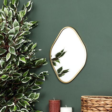 Miroir - HOME DECO FACTORY - Deco Losange - Contour Doré - Or (1/4)