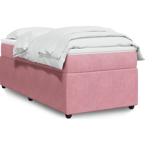 Cama box spring con colchón terciopelo rosa 90x200 cm vidaXL (1/5)
