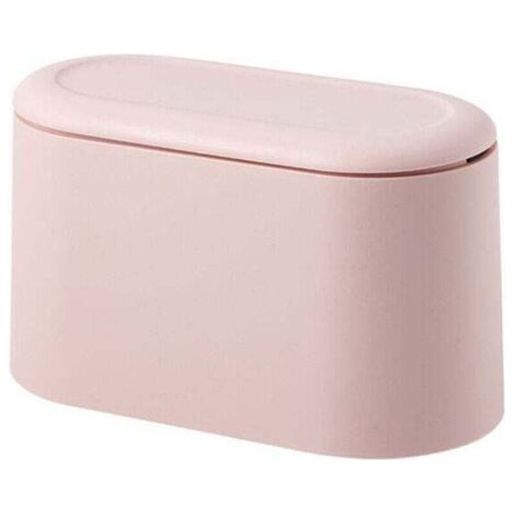 1pc (pink) Small Tabletop Trash Can, XU, Mini Desktop Kitchen Trash Can in Plastic Design with Push Button Lid,Push ​​Top Trash Can Rubbish Waste Dust Bin - (1/4)