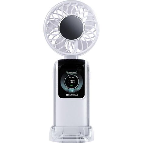 Ventilateur portable silencieux 3600 mAh, puissant et silencieux, texture ABS, idéal pour la chambre, le bureau et l'école, blanc. (1/5)