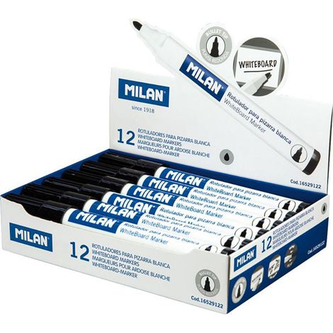 Boite De 12 Feutres Noires ø4,7mm Pour Tableau Blanc Milan (1/3)