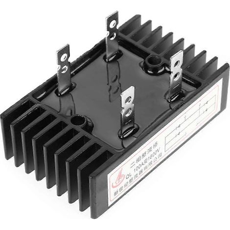1 Stück 100 A 1600 V 2-Phasen-Diodenbrückengleichrichter, Hochleistungs-Schwarz