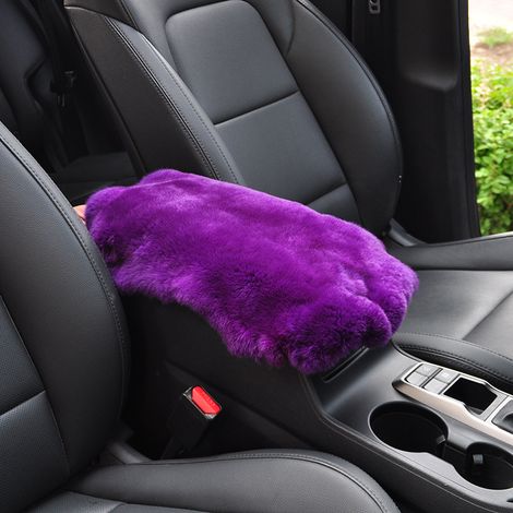 Coussins de siège auto, tapis d'accoudoir en fourrure de lapin pour l'hiver, tapis d'accoudoir intérieur, tapis d'accoudoir central, tapis d'accoudoir - violet aubergine (1/3)