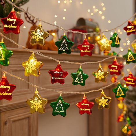 guirlande lumineuse noël 3 mètres 20 led fonctionne à piles décoration festive suspension pour vitrine magasin scène accessoire arbre de noël (1/4)