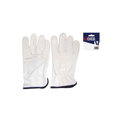 Guanti da Lavoro in Pelle Bovina Bianco TG.9 Excel 12 Blister