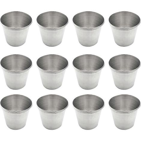 12 Vintage-Kaffeebecher aus Glas, Weingläser aus Metall, kleine Saucenschalen, Likörbecher aus Edelstahl, Camping-Schnapsgläser-5X5X4.3CM-Silver (1/3)