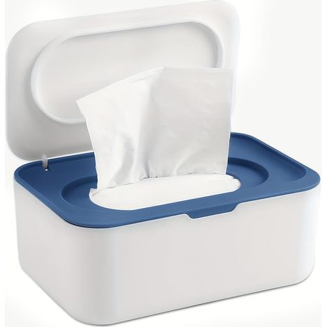 Boîte de lingettes humides, boîte de rangement pour lingettes humides, rechargeable, avec couvercle, garde les lingettes fraîches, boîte de rangement pour la maison et le bureau, orange, blanc, bleu