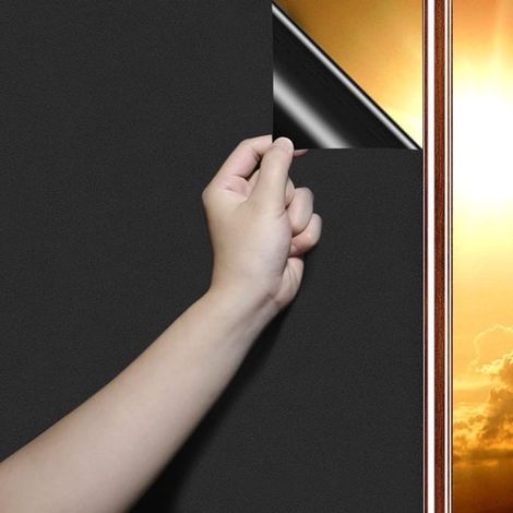 2. Lámina opaca para ventanas, bloquea el 100% de la luz, electrostática, color negro mate, sin adhesivo. (1/5)