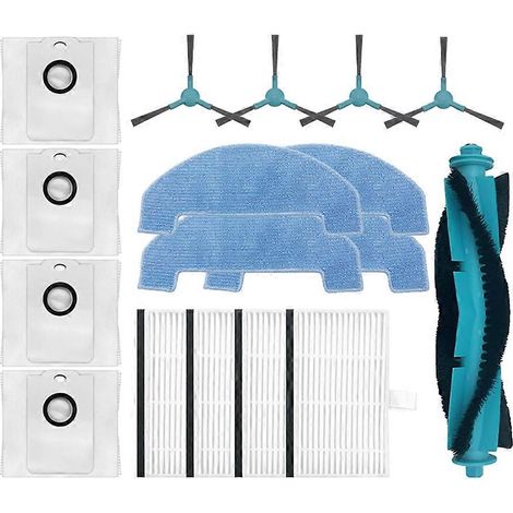 Pièces de rechange pour Cecotec Conga 2499 Ultra Home Titanium SmartGyro R80 : brosse principale, filtre, chiffon et sac à poussière.