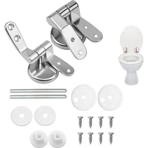 Toilet Seat Hinge Fasteners, Pack of 2 Replacement Toilet Seat Hinges with Alloy Fixings, Toilet Seat Hinge (1/5)