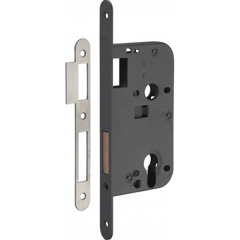 Thirard – Boîtier de serrure encastrable à cylindre 50mm – Pêne dormant en laiton – Mécanisme à 2 tours – Pour porte d'entrée en bois dur (1/2)