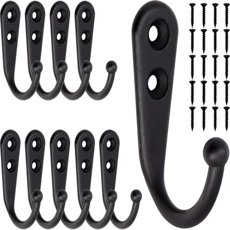 Lot de 10 crochets muraux avec vis - Porte-manteaux (1/4)