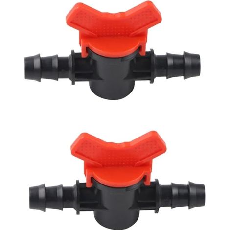 Lot de 2 vannes d'arrêt à double cannelure en plastique pour tuyau d'arrosage de 16 mm, utilisées pour jardin, aquarium, contrôle du débit d'eau (1/5)