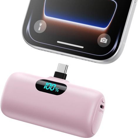 Batterie Externe USB C pour iPhone 17/16 Series, 5000mAh Mini Power Bank 15W PD 3.0A Charge Rapide Chargeur Ultra Compact et Léger Portable avec Écran LED pour iPhone 17/16/15, Samsung, Android (1/5)