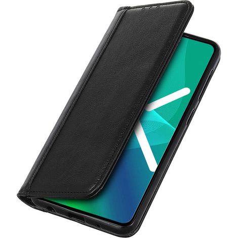 Funda tipo cartera para Samsung Galaxy S22 5G, de piel color lichi, color negro. (1/5)
