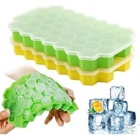 Stampo per cubetti di ghiaccio in silicone per alimenti, giallo/verde (1/5)