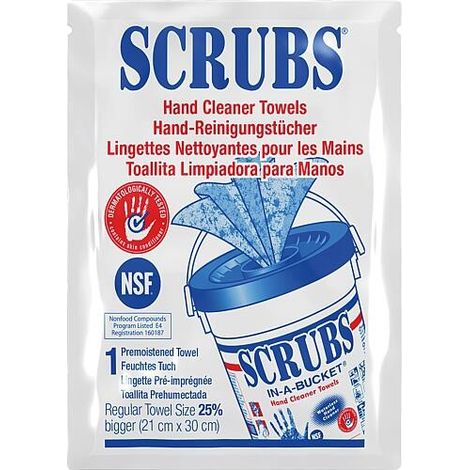 Lingette nettoyante pour les mains SCRUBS®, sachet de 1 lingette (1/5)