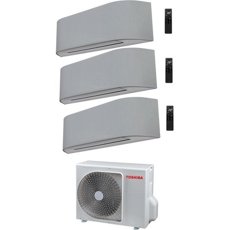 Inverter Klimagerät Toshiba Trial Split Inverter HAORI Serie 10000+10000+13000 (9000+9000+12000) mit RAS-3M18U2AVG-E Wi-Fi Integriert Hellgrau/Dunkelgrau 10+10+13 (9+9+12) - NEU Hellgrau Hellgrau,R-32